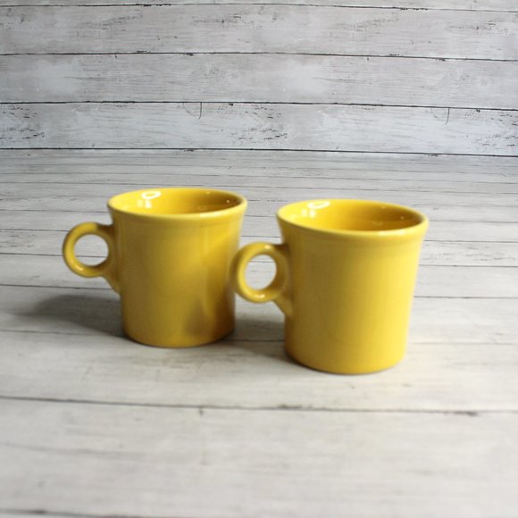 Fiesta Coffee Cup Mugs Sunflower Yellow Lot 4 Made in USA Homer Laughlin - Picture 10 of 11